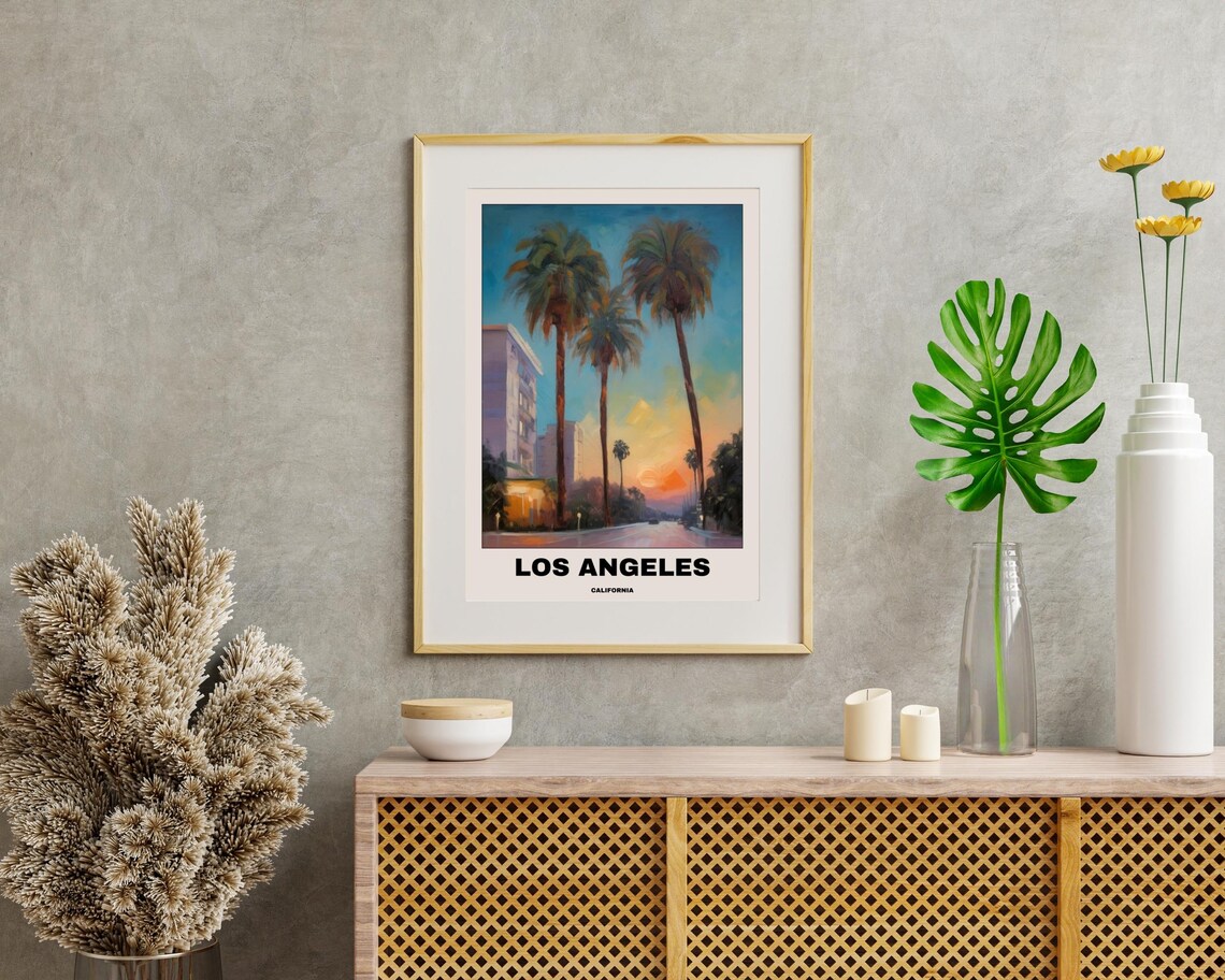 Los Angeles Poster, Minimalist California Sunset Painting - Image 2