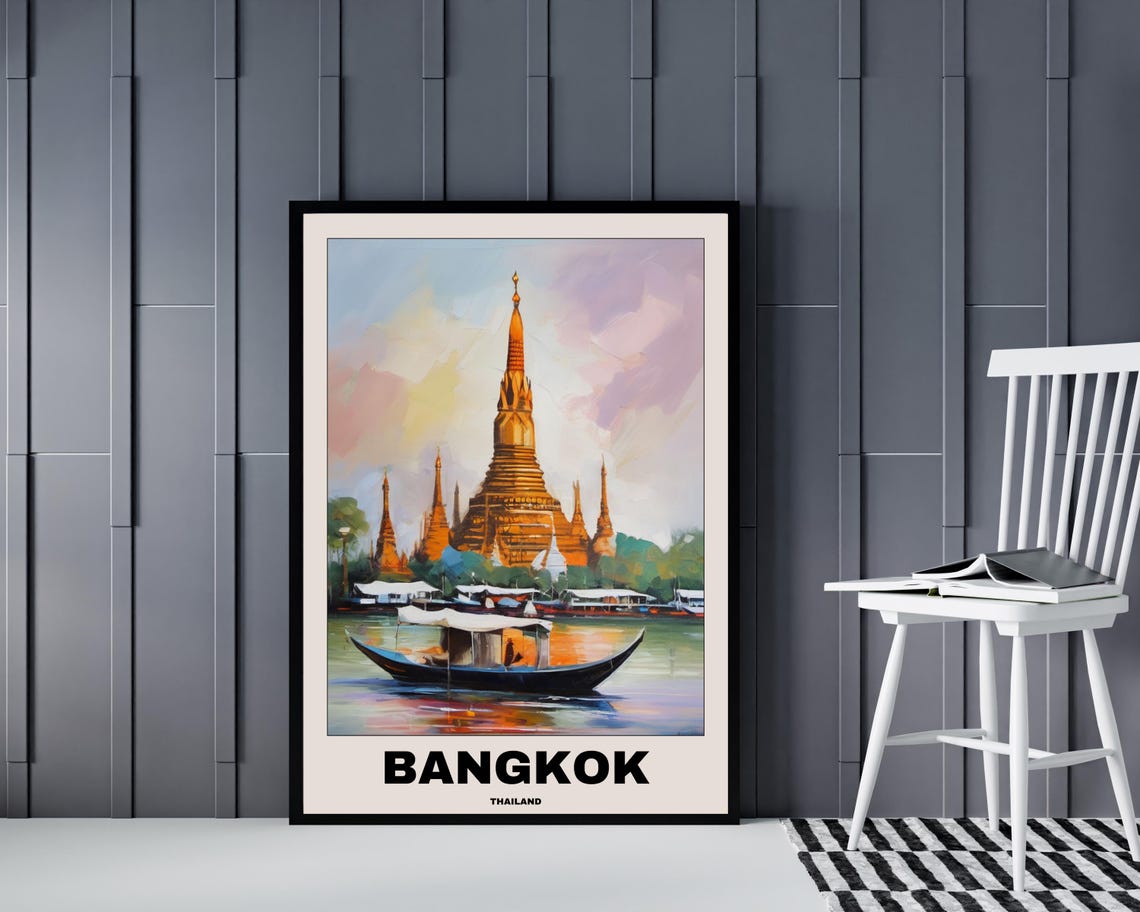 Thailand Bangkok Scenic Travel Poster, Thai Art - Image 4