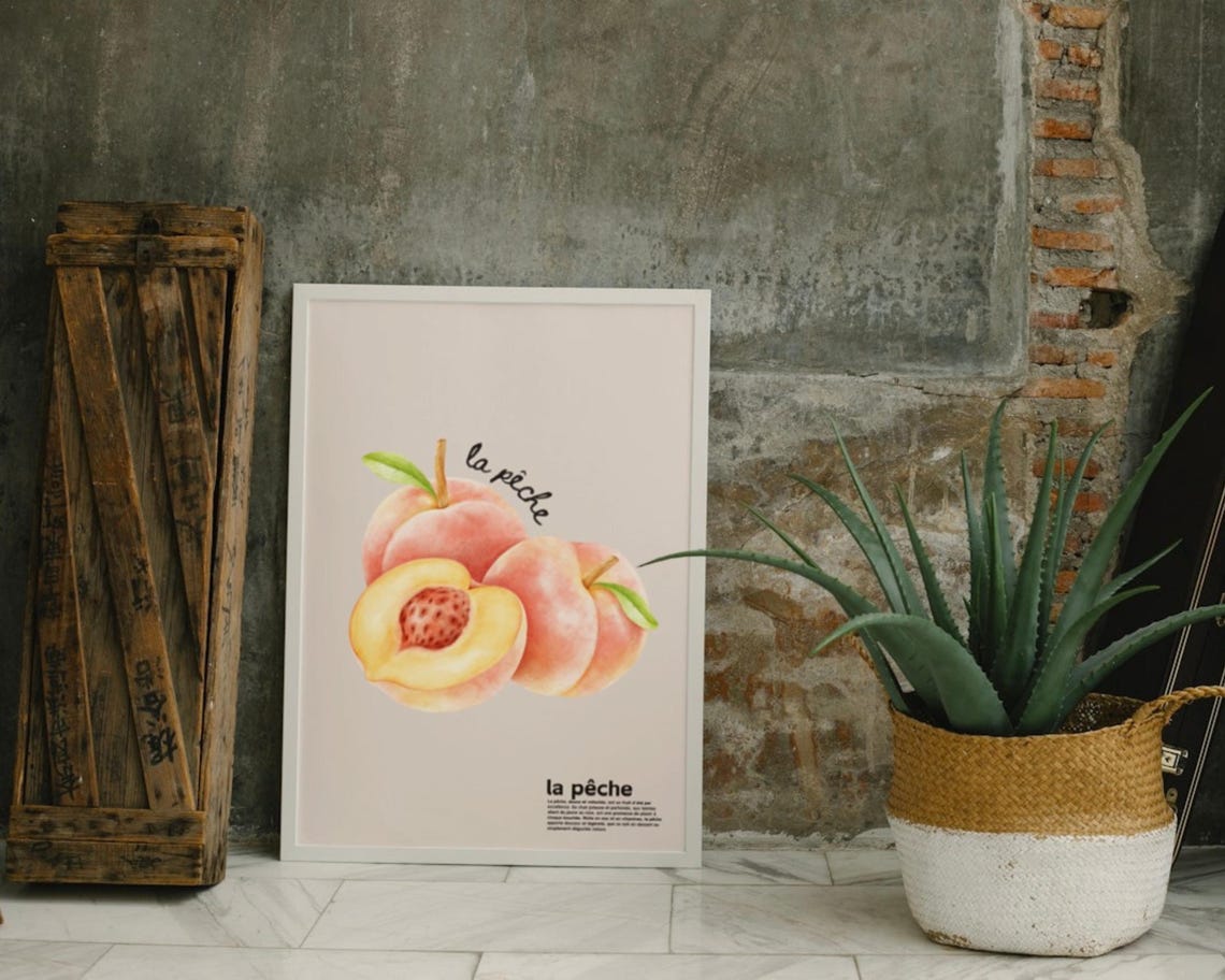 Peach Watercolour Kitchen Decor, French Inspired - Image 3