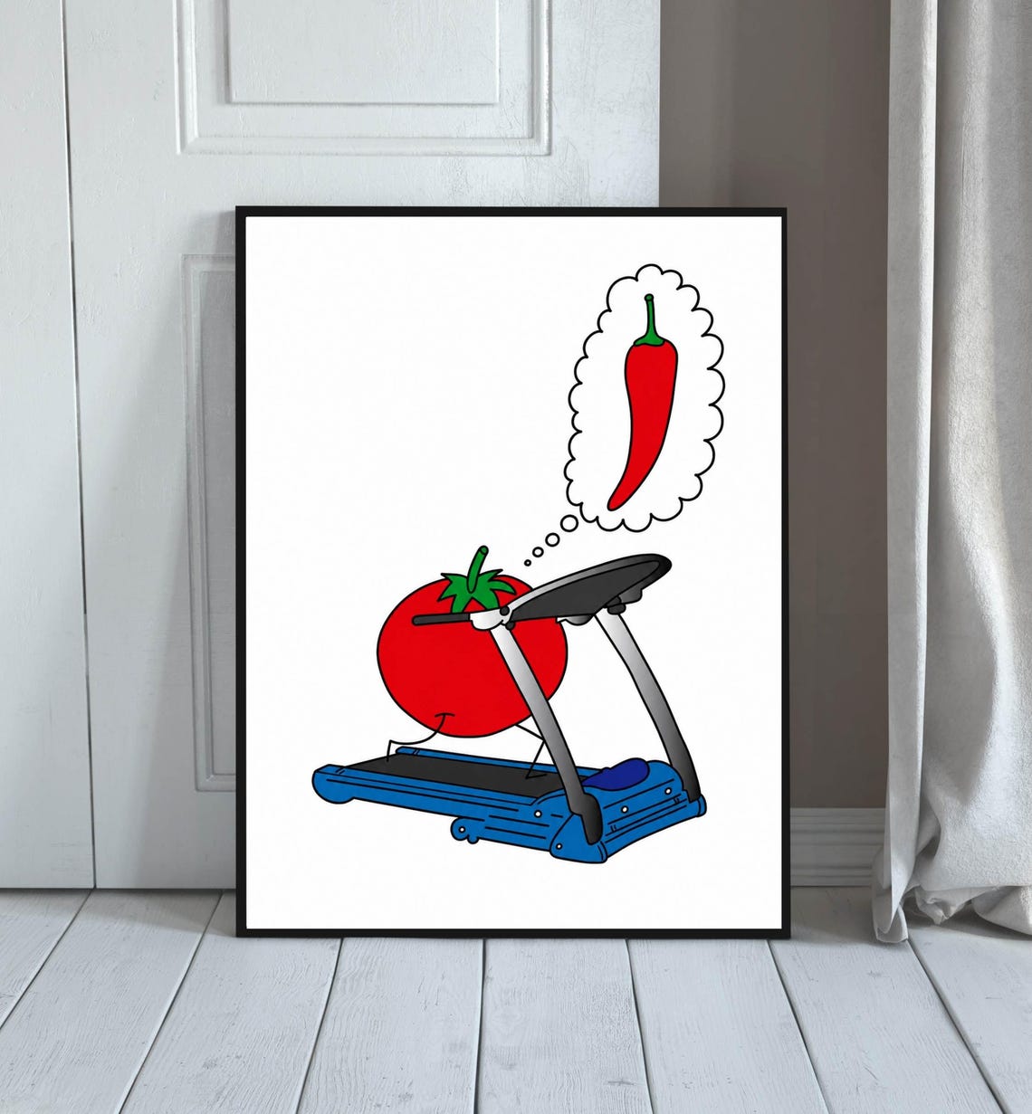Funny Tomato Running On A Treadmill Dreaming Of A Chili Poster