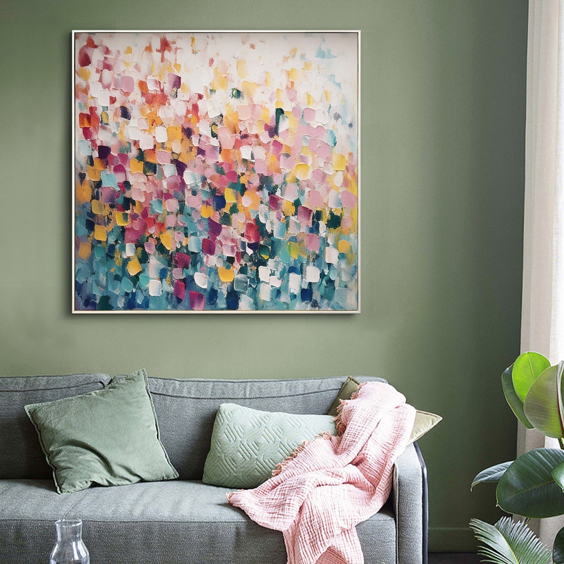 Colorful Mosaic Dabs Abstract Pastel Impasto Texture Art Poster - Image 6