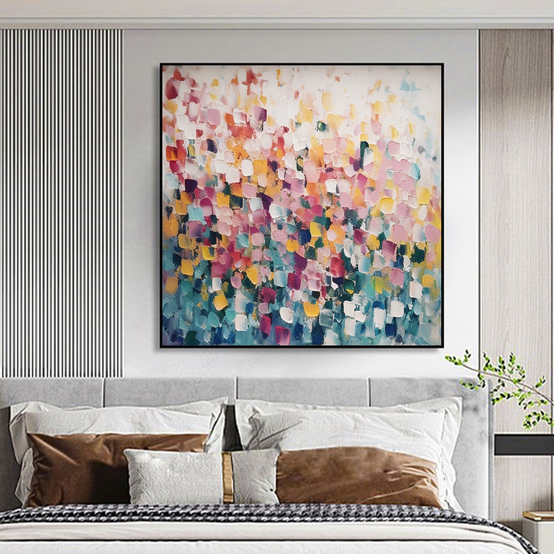 Colorful Mosaic Dabs Abstract Pastel Impasto Texture Art Poster - Image 2