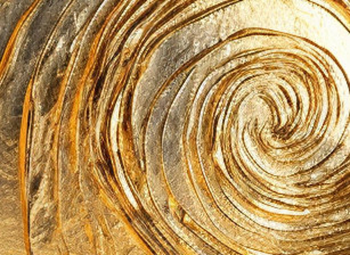 Shimmering Golden Spiral Vortex Textured Abstract Gold Leaf Poster - Image 4