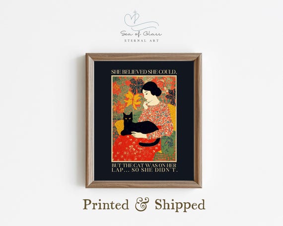 Funny Black Cat Print Vintage Style Lover Gift