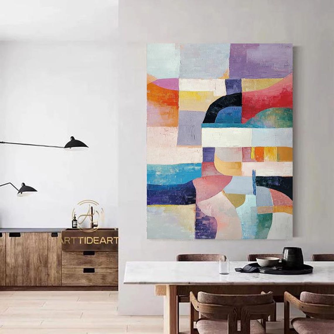 Geometric Color Block Abstract in Soft Pastel Tones Vertical Poster - Image 2