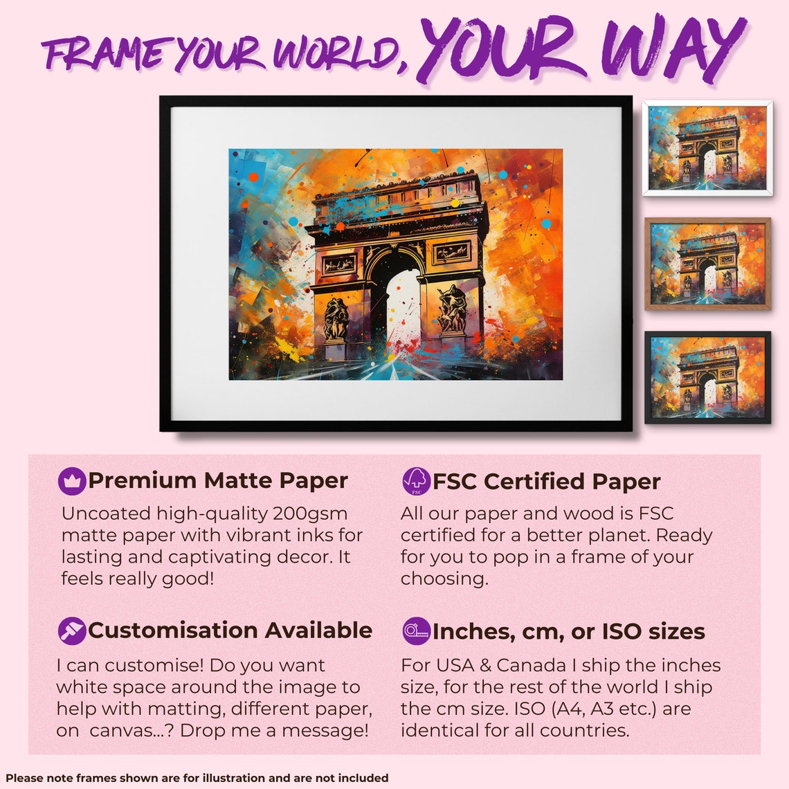 Arc de Triomphe Paris Fiery Sunset Splash Monument Art Poster - Image 2