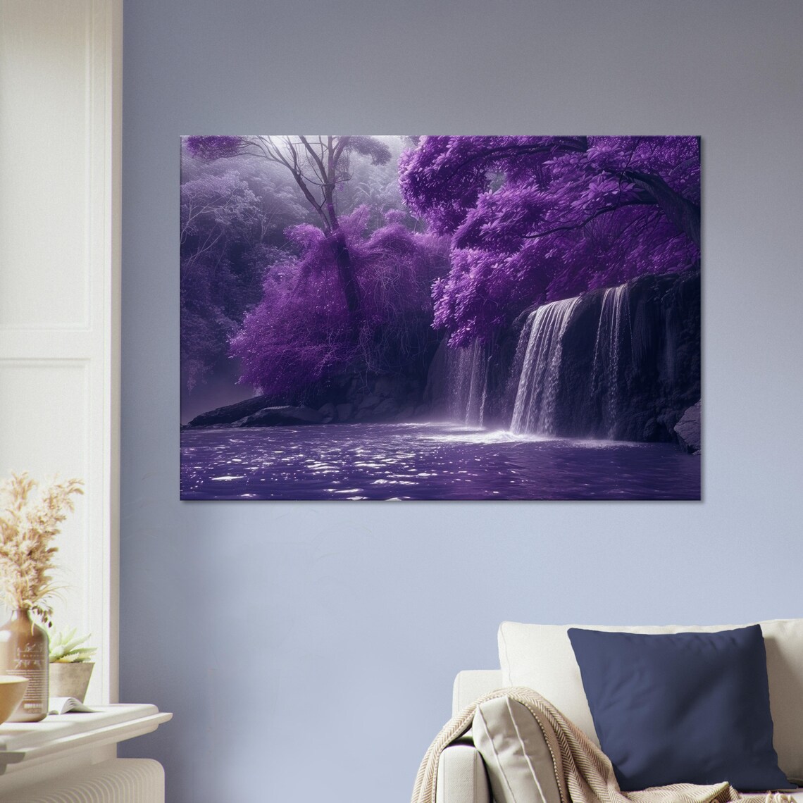 Lilac Waterfall Fantasy Woodland Art Print - Image 2