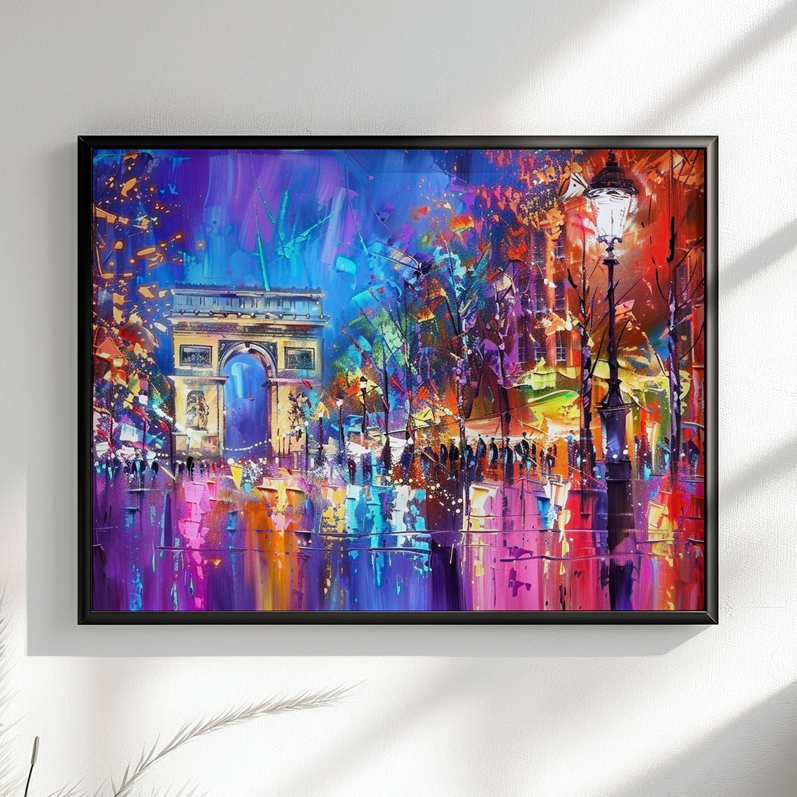 Rainy Night Arc de Triomphe Paris Purple Glow Street Art Poster