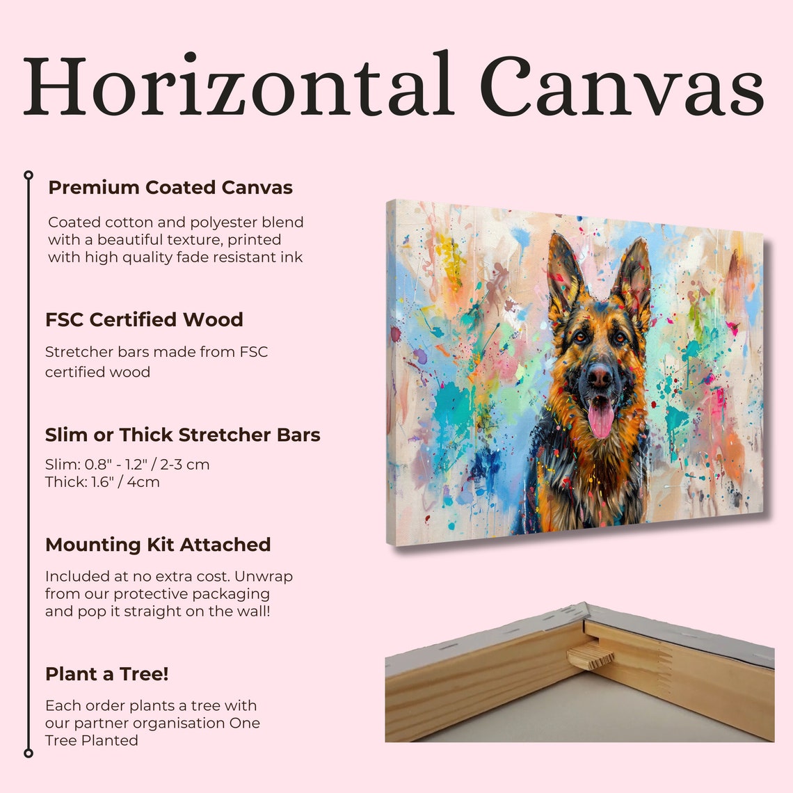 German Shepherd Tongue Out Pastel Paint Splash Watercolor Art Poster - Image 3