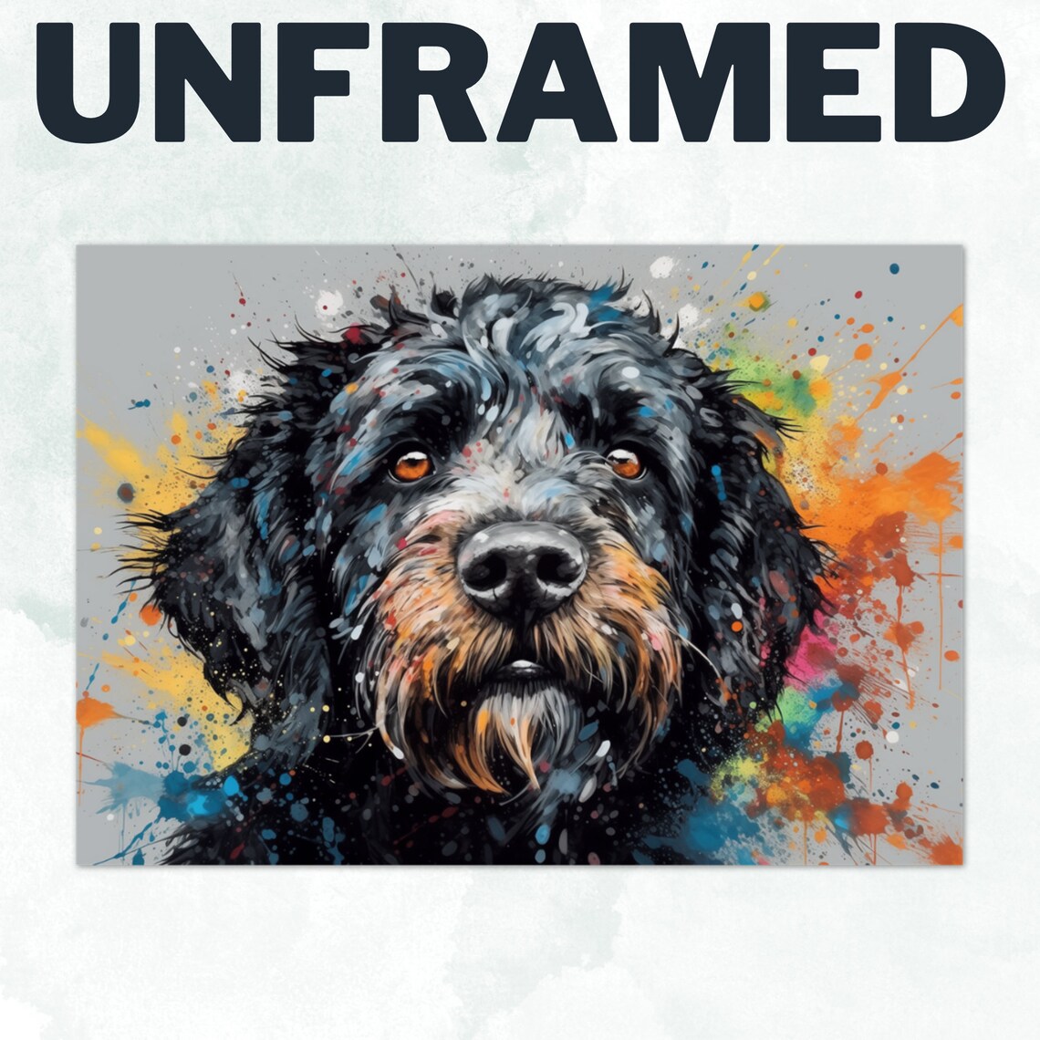 Black Labradoodle Goldendoodle Rainbow Dog Wall Art Print - Image 3