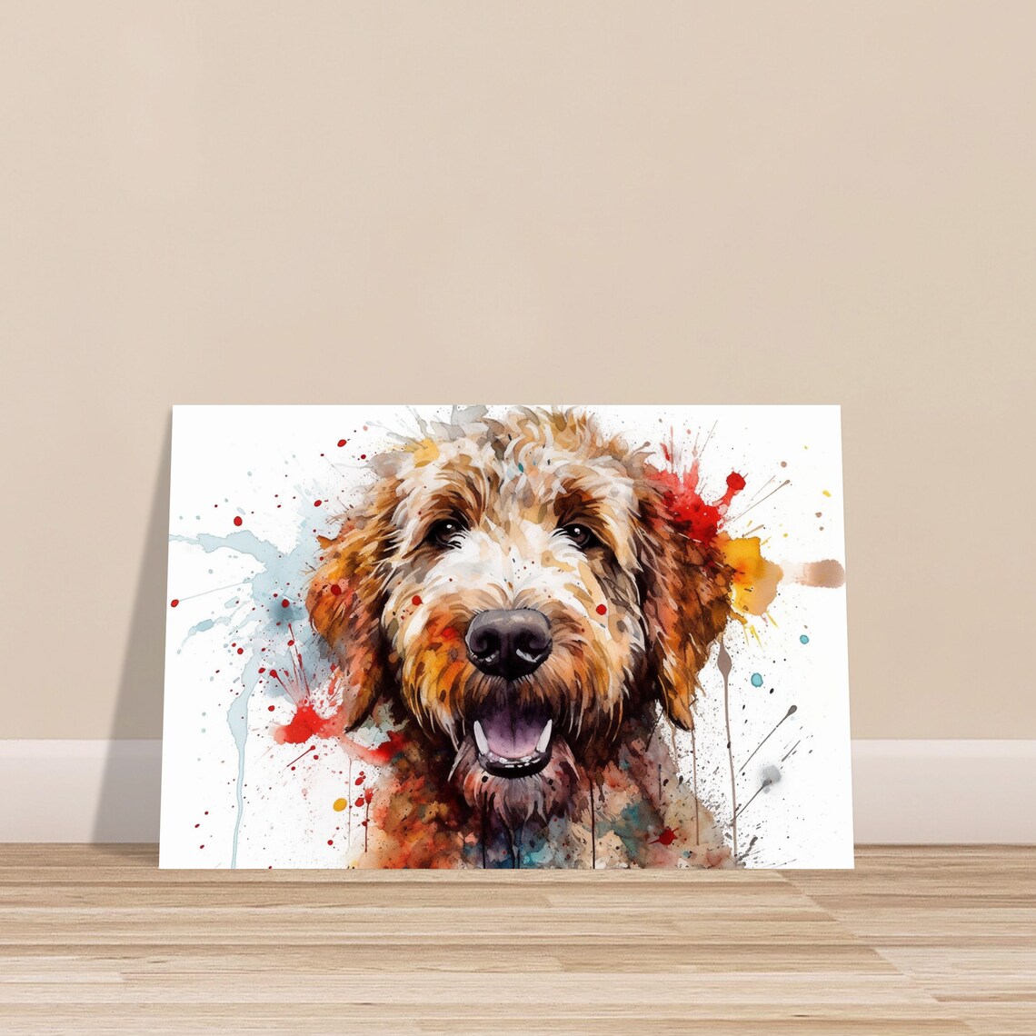 Goldendoodle and Red Labradoodle Watercolor Art Print - Image 3