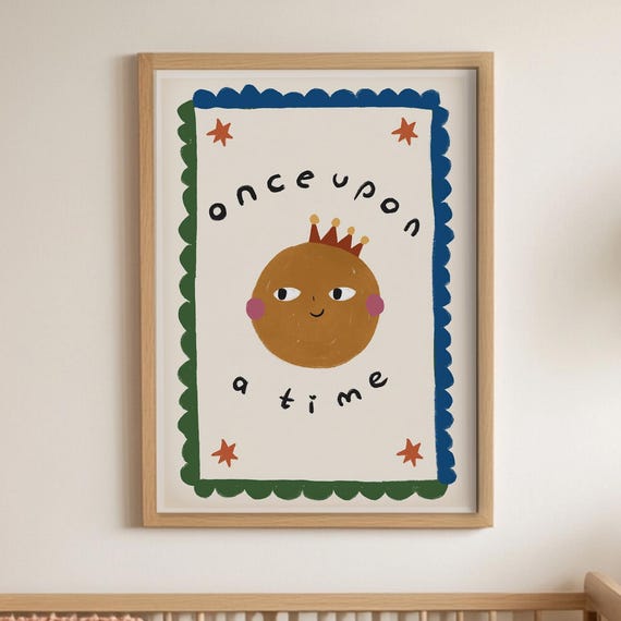 Once Upon A Time Print Cute Nursery Wall Art Babyshower Gift New Baby Minimalist Toddler Rom Fairy Playroom