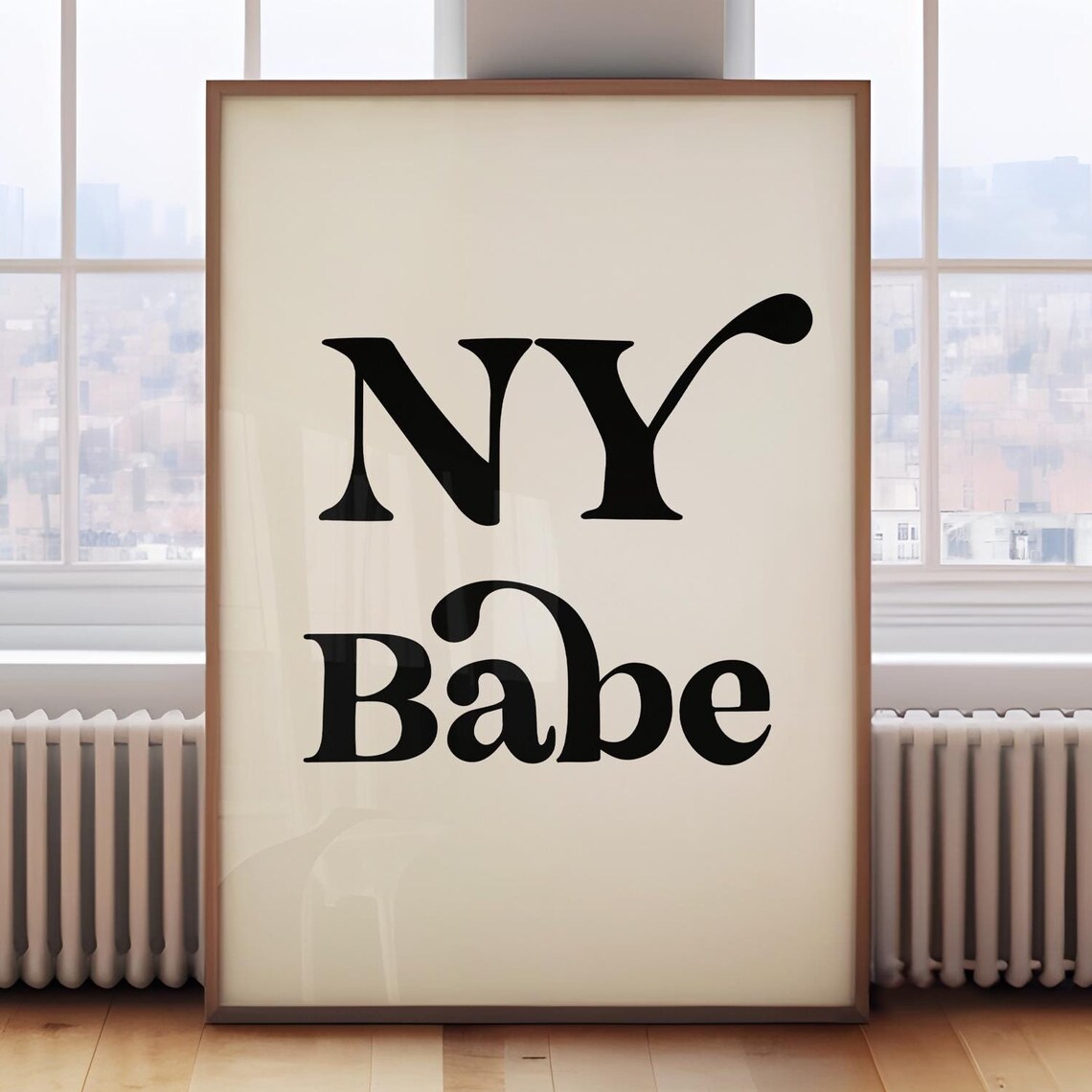 NY Babe Black Serif Typography New York City Wall Decor Poster