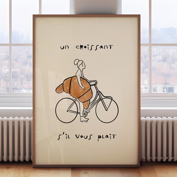 Croissant Poster, Minimalist French Decor Art Print