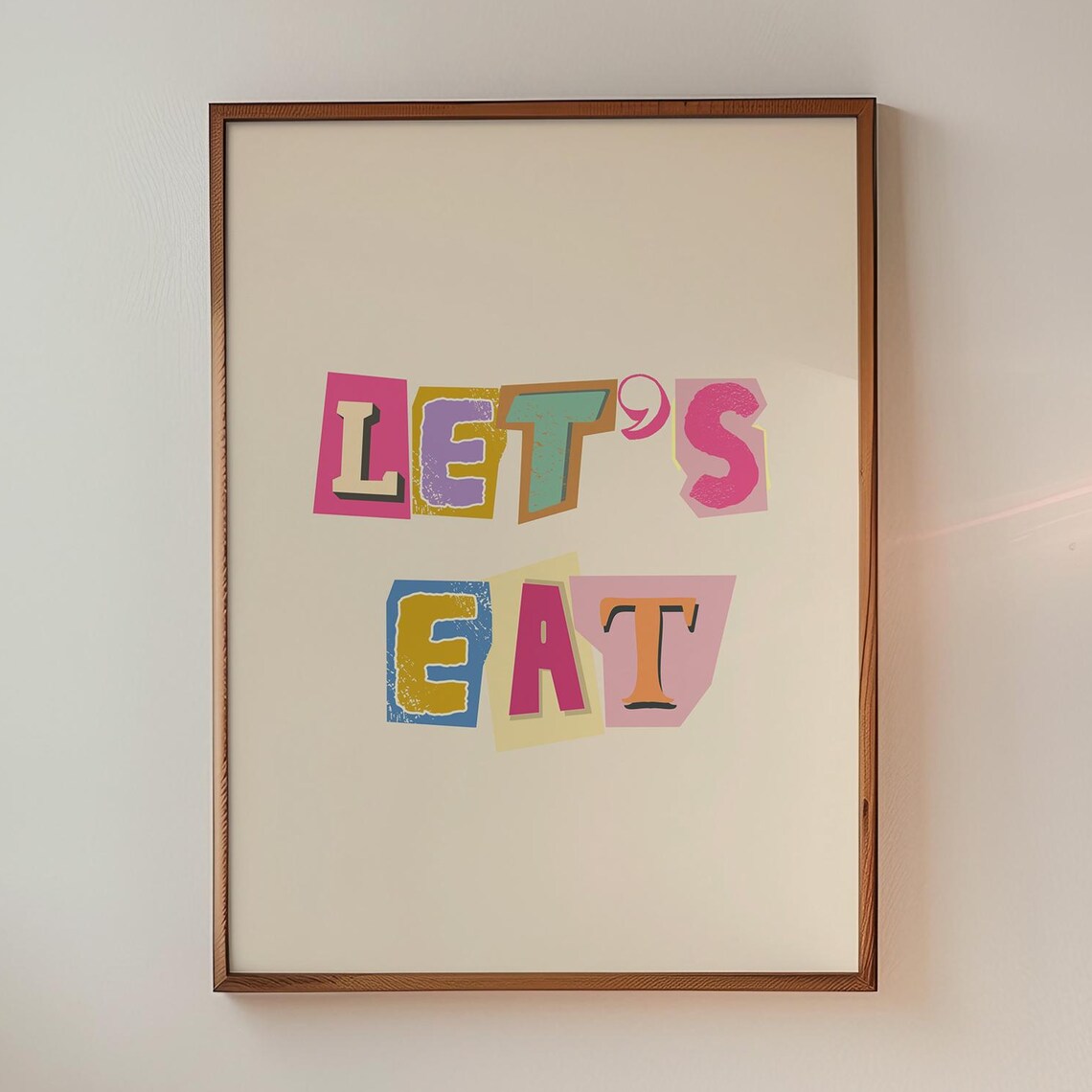 Lets Eat Colorful Scrapbook Cutout Letter Kitchen Dining Quote Wall Art