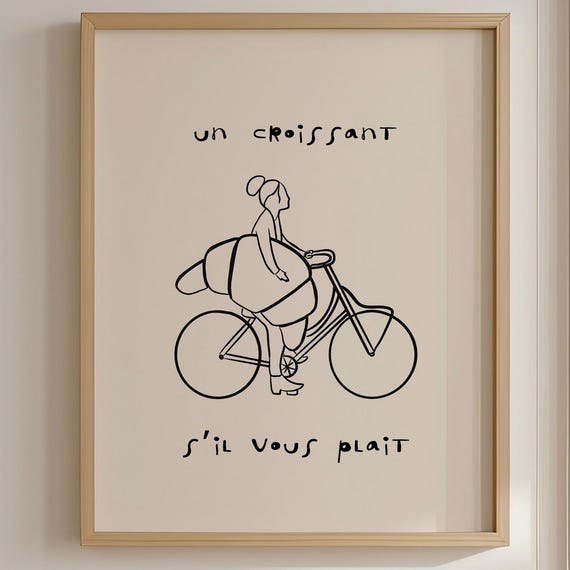 Croissant Poster Minimalist Wall Art French Decor Coffee Shop Gift For Food Lovers Kitchen Cave Unframed