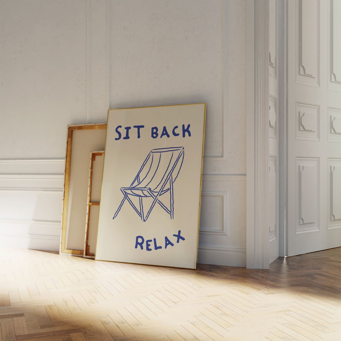 Sit Back Relax Beach Chair Summer Lounge Coastal Line Art Poster - Image 5