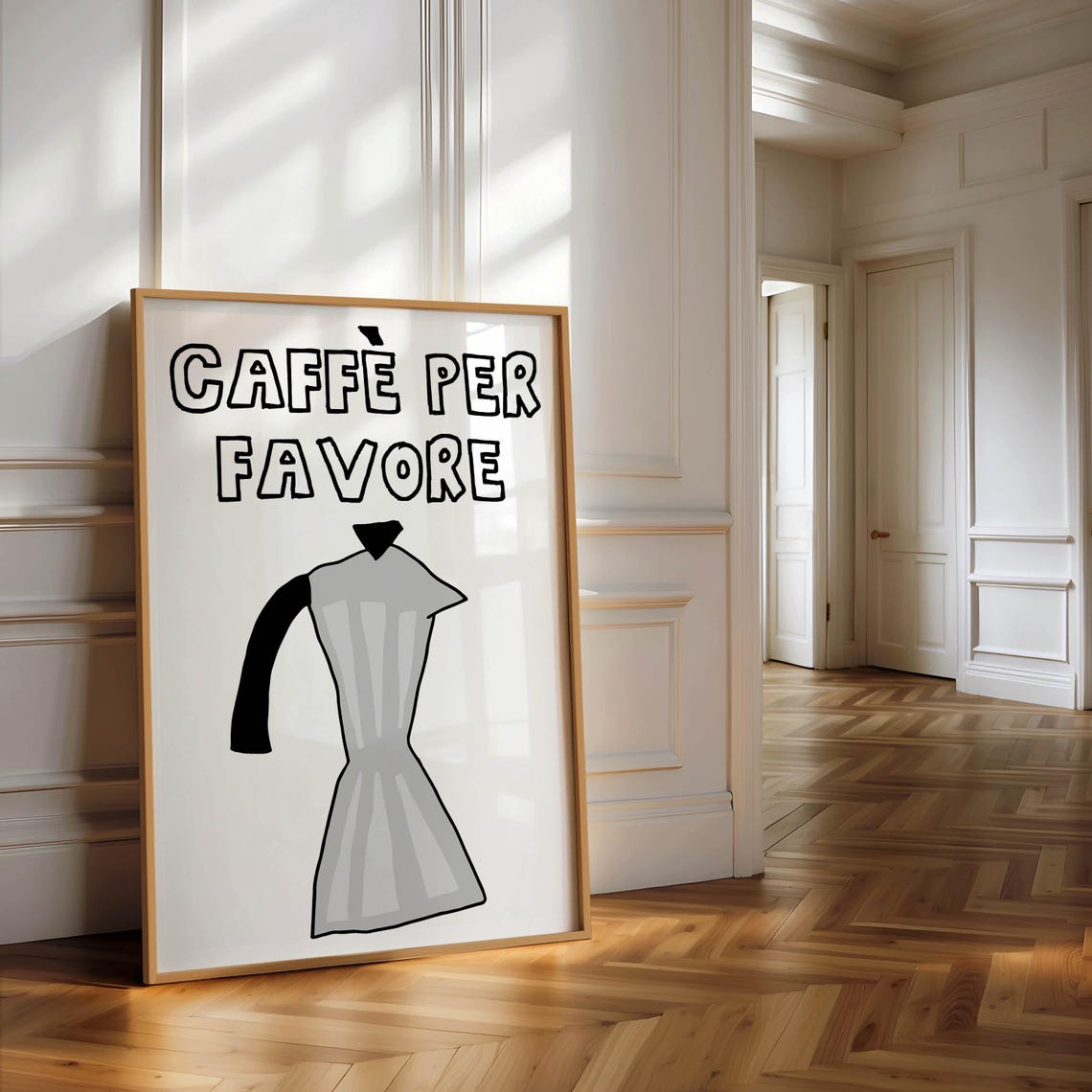 Caffe Per Favore Black Moka Pot Italian Coffee Kitchen Decor Poster - Image 4