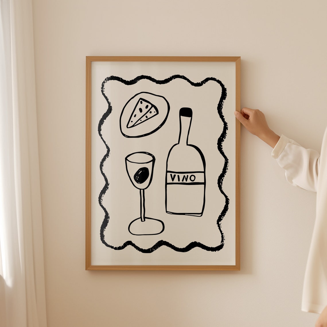 Vino Wine Bottle Cheese Glass Funny Italian Dinner Party Poster - Image 2