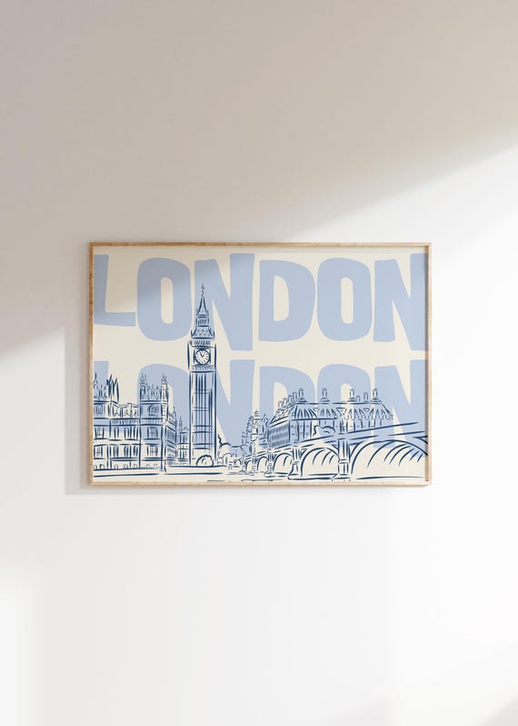London Vintage Travel Poster, Retro Modern Decor