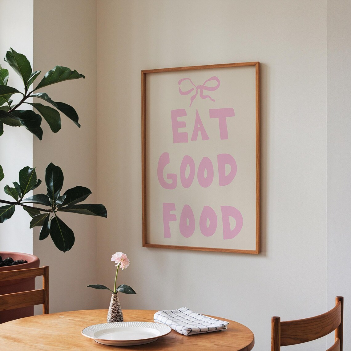 Eat Good Food Pink Bow Letters Trendy Cute Girls Kitchen Poster - Image 4