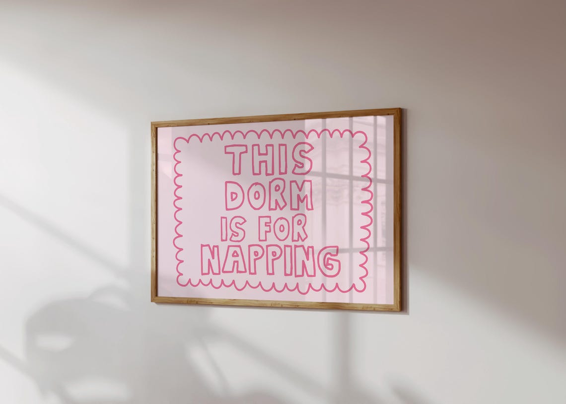 This Dorm Is for Napping Horizontal Poster Pink Outline Letter Scallop - Image 3