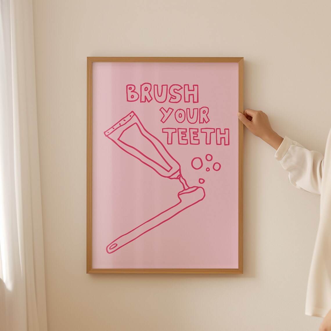 Brush Your Teeth Retro Typography Bathroom Art Print - Image 3