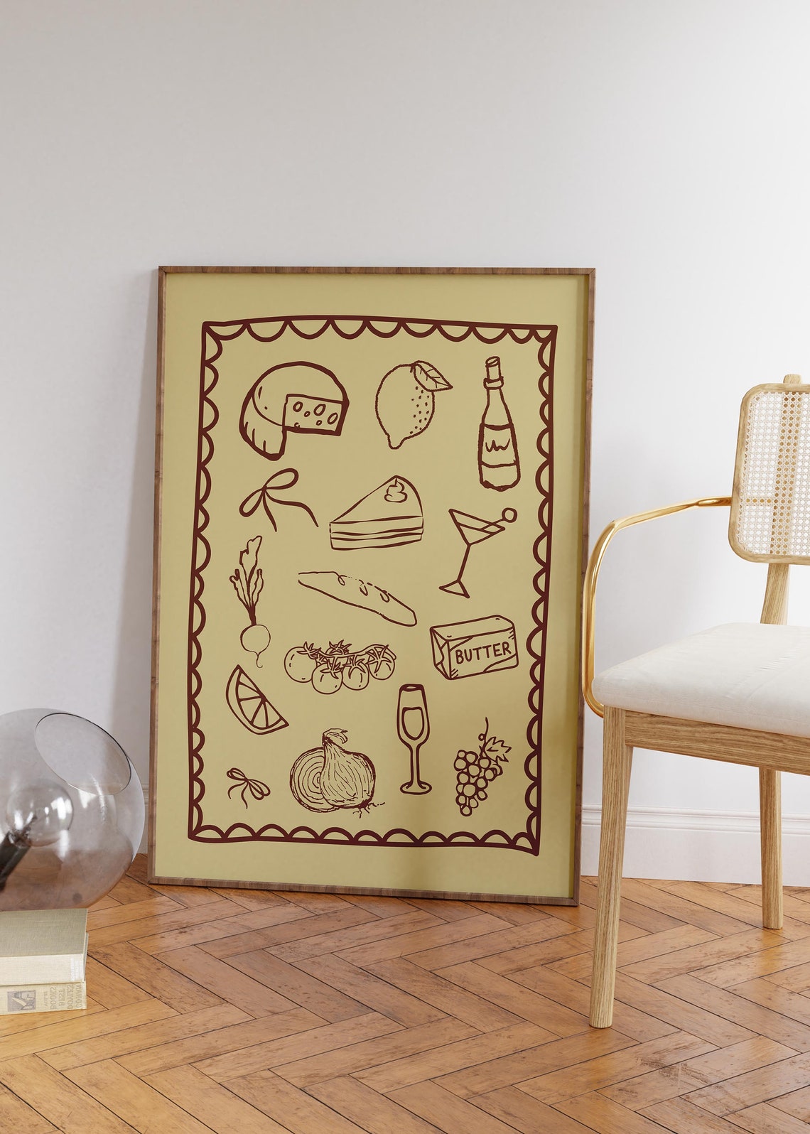 Brown Kitchen Food Icons Butter Cheese Bread Art Kitchen Decor Poster - Image 4