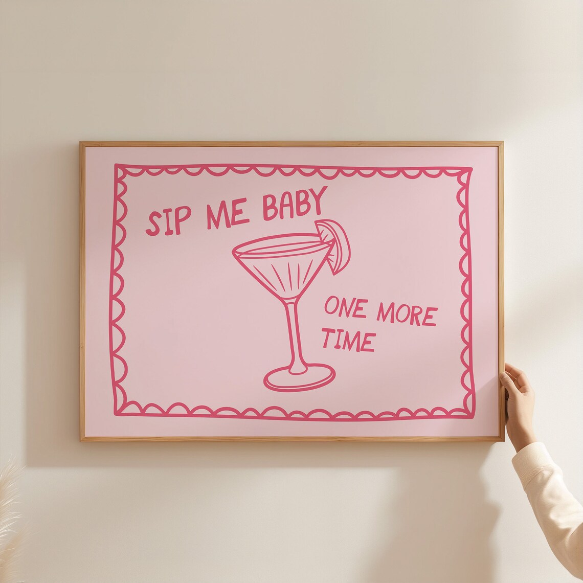 Sip Me Baby One More Time Pink Martini Cocktail Bar Cart Poster - Image 3