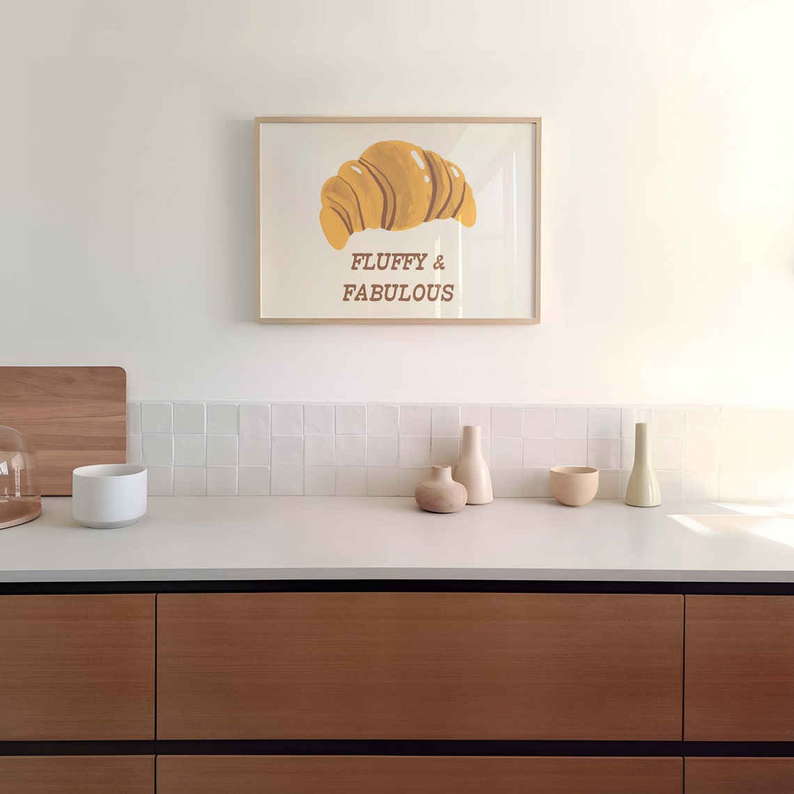 Fluffy And Fabulous Golden Croissant Painting Kitchen Quote Poster - Image 3