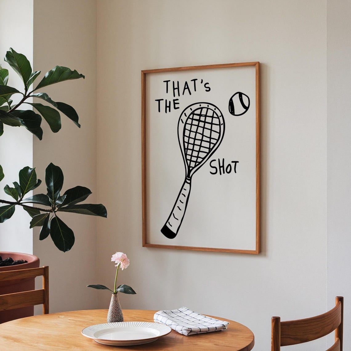 Tennis Print Trendy Tennis Poster Vintage Tennis Wall Art Retro Print Sporty Poster Minimalist Tennis Print Cute Wall Art Wall Art - Image 3