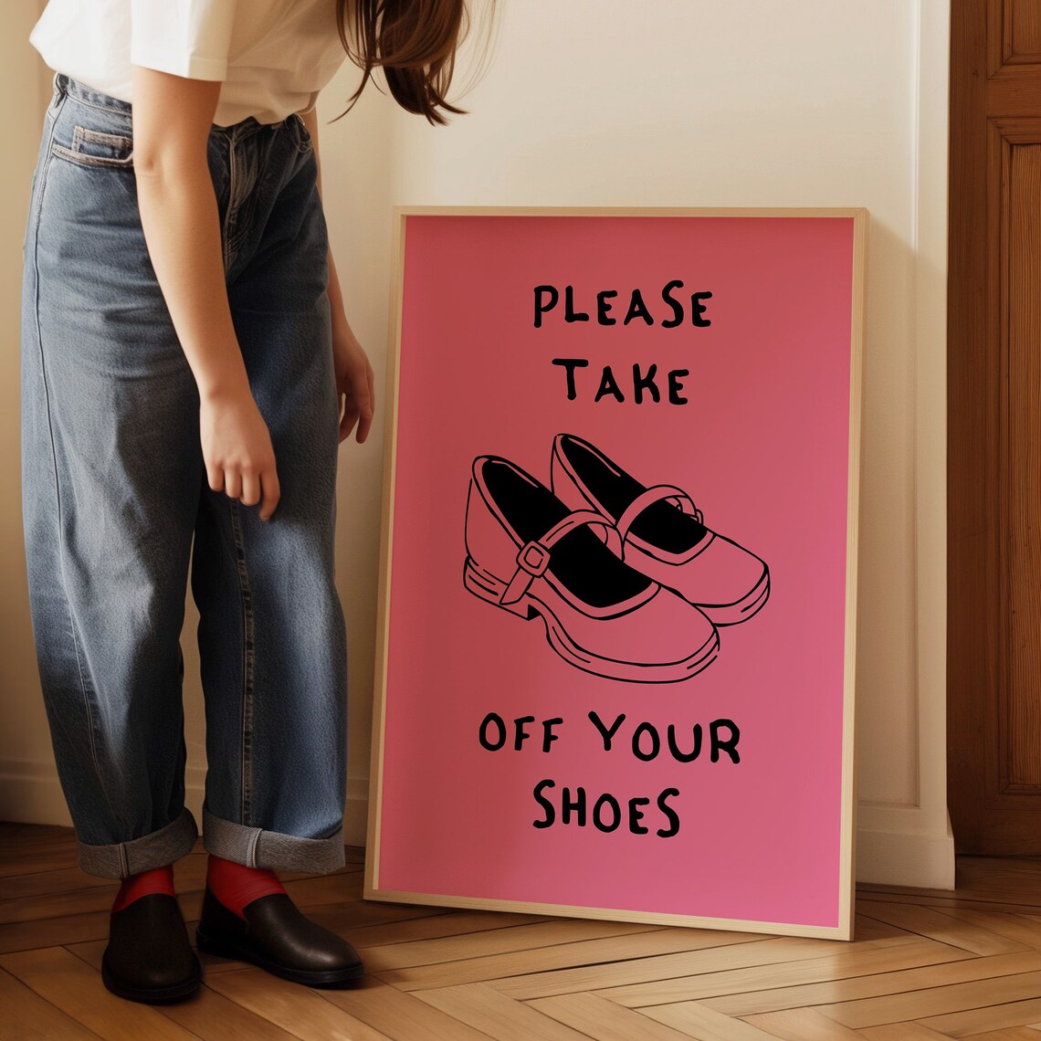 Please Take Off Your Shoes Pink Entryway Quote Art Home Decor Poster - Image 3