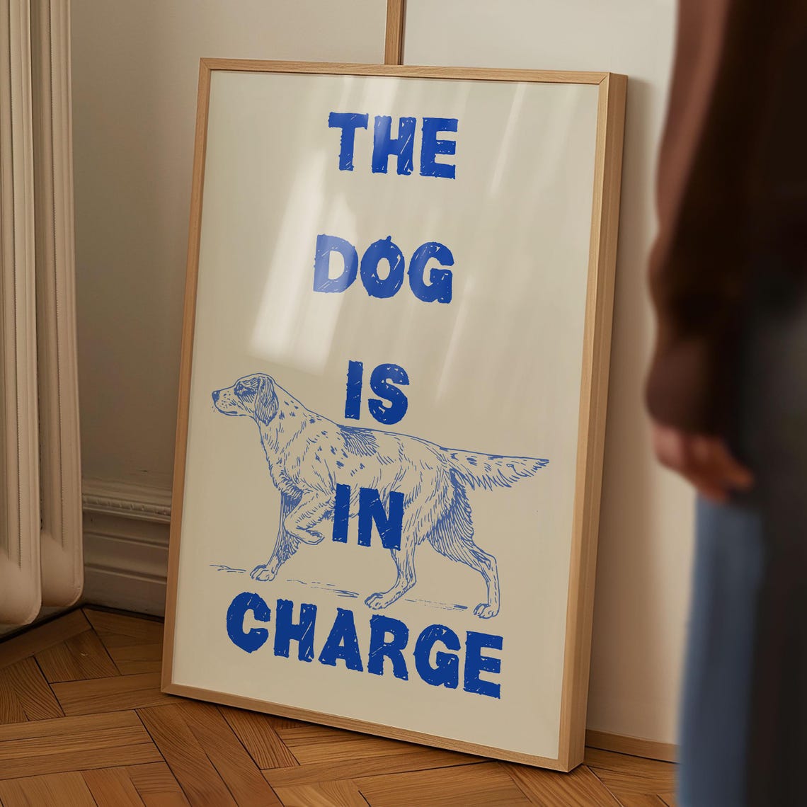 The Dog Is In Charge Blue Setter Sketch Funny Pet Quote Poster - Image 2