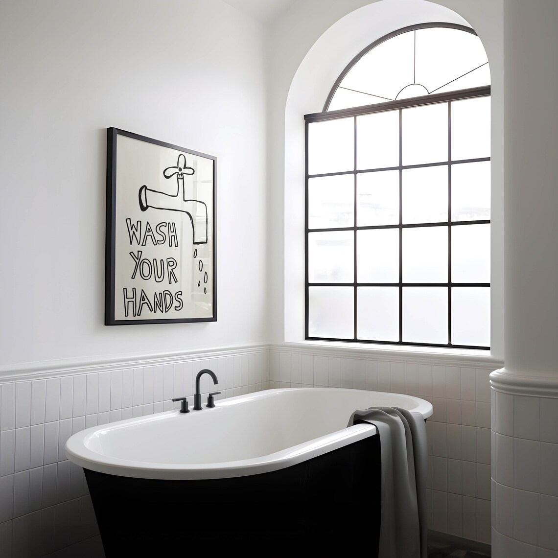 Wash Your Hands Quote Print, Retro Bathroom Decor - Image 5