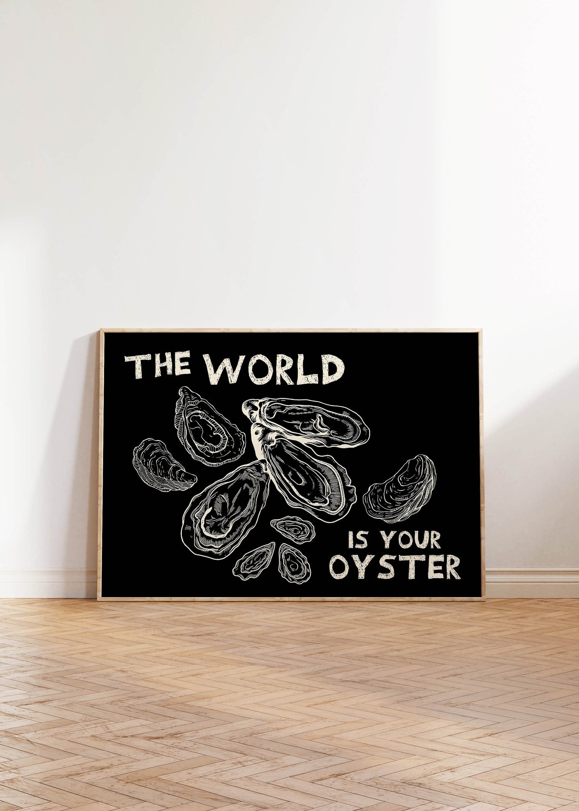The World Is Your Oyster Black Cream Chalkboard Oyster Art Poster - Image 4