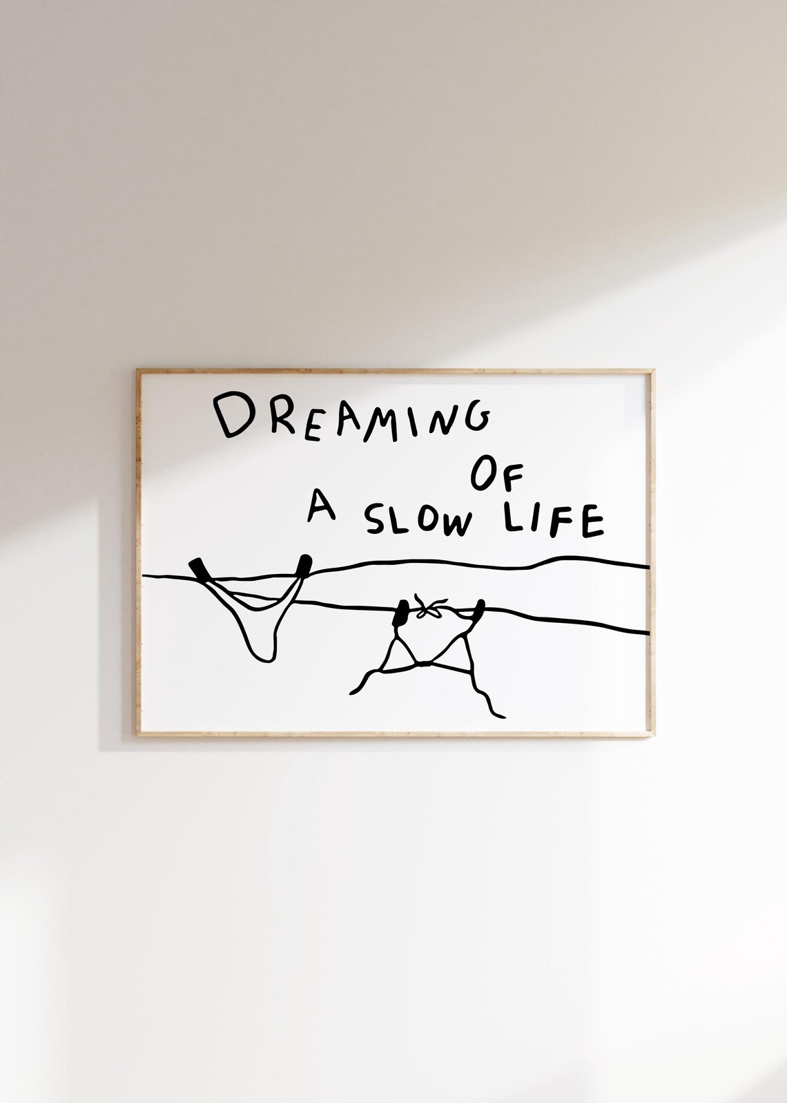 Dreaming of a Slow Life Bikini Summer Beach House Line Art Poster - Image 3