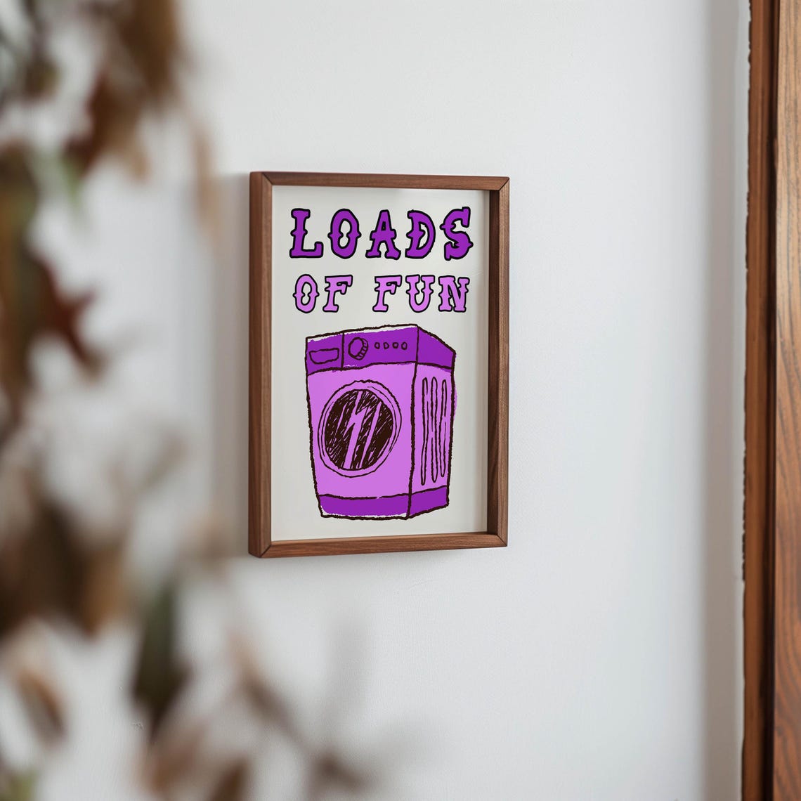 Loads of Fun Laundry Room Poster Purple Washing Machine Cartoon Art - Image 2