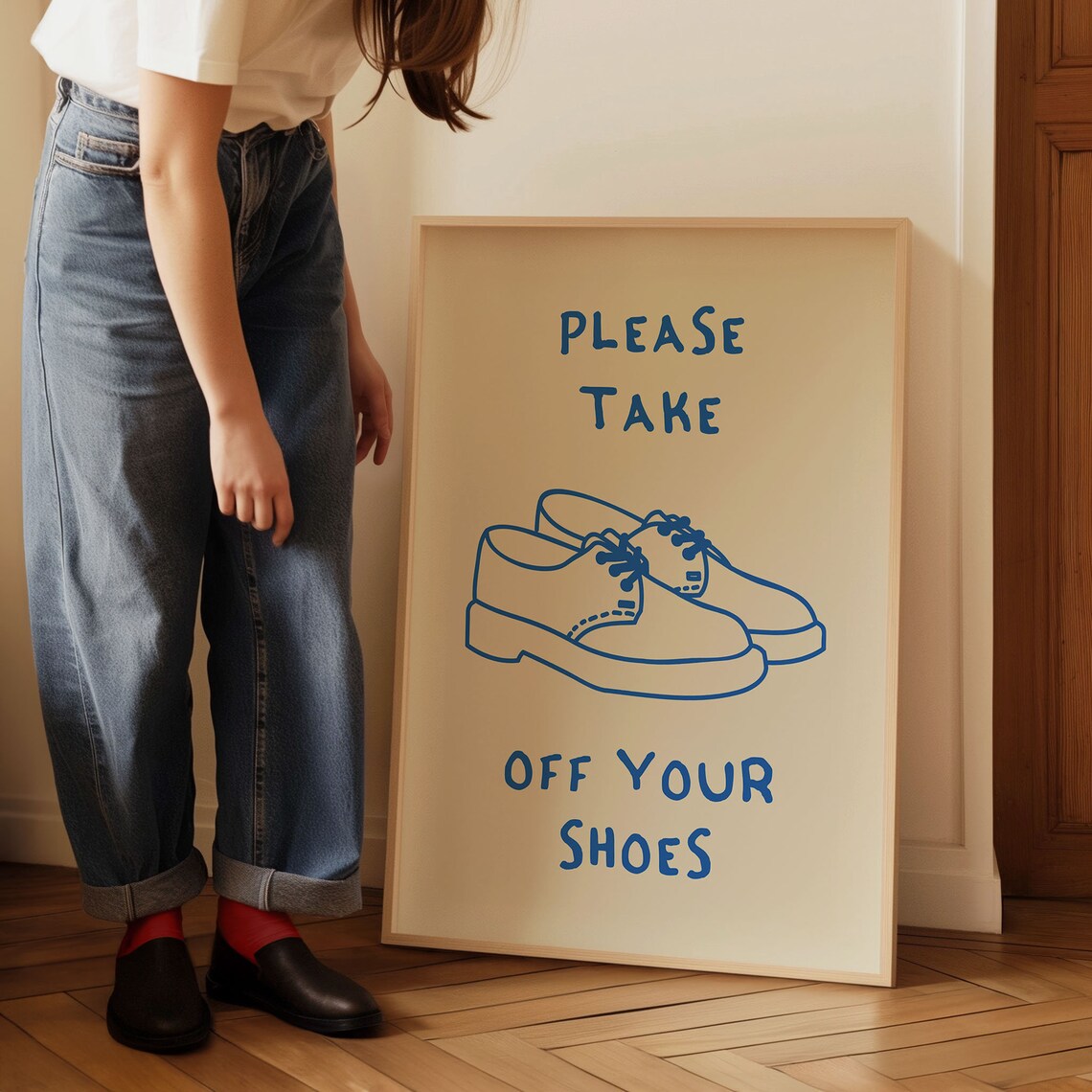 Please Take Off Your Shoes Quote Poster, Retro Minimalist - Image 5