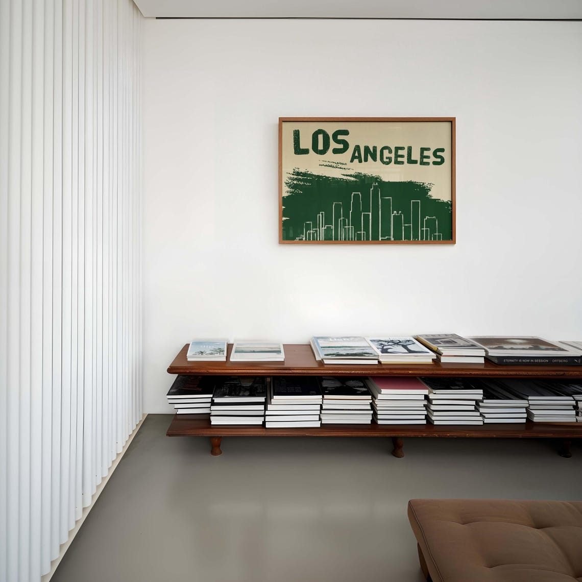 Los Angeles Green Brushstroke City Skyline Urban Travel Wall Poster - Image 2
