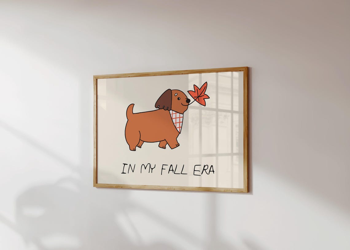 In My Fall Era Cute Dachshund Cartoon Autumn Puppy Dog Poster - Image 2