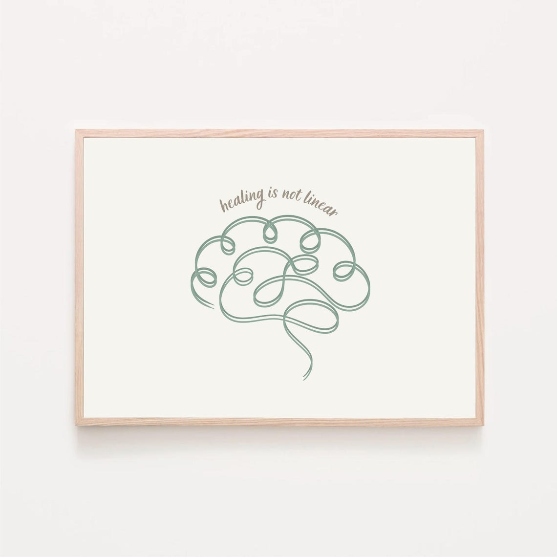 Healing Is Not Linear Sage Line Art Brain Mental Health Poster