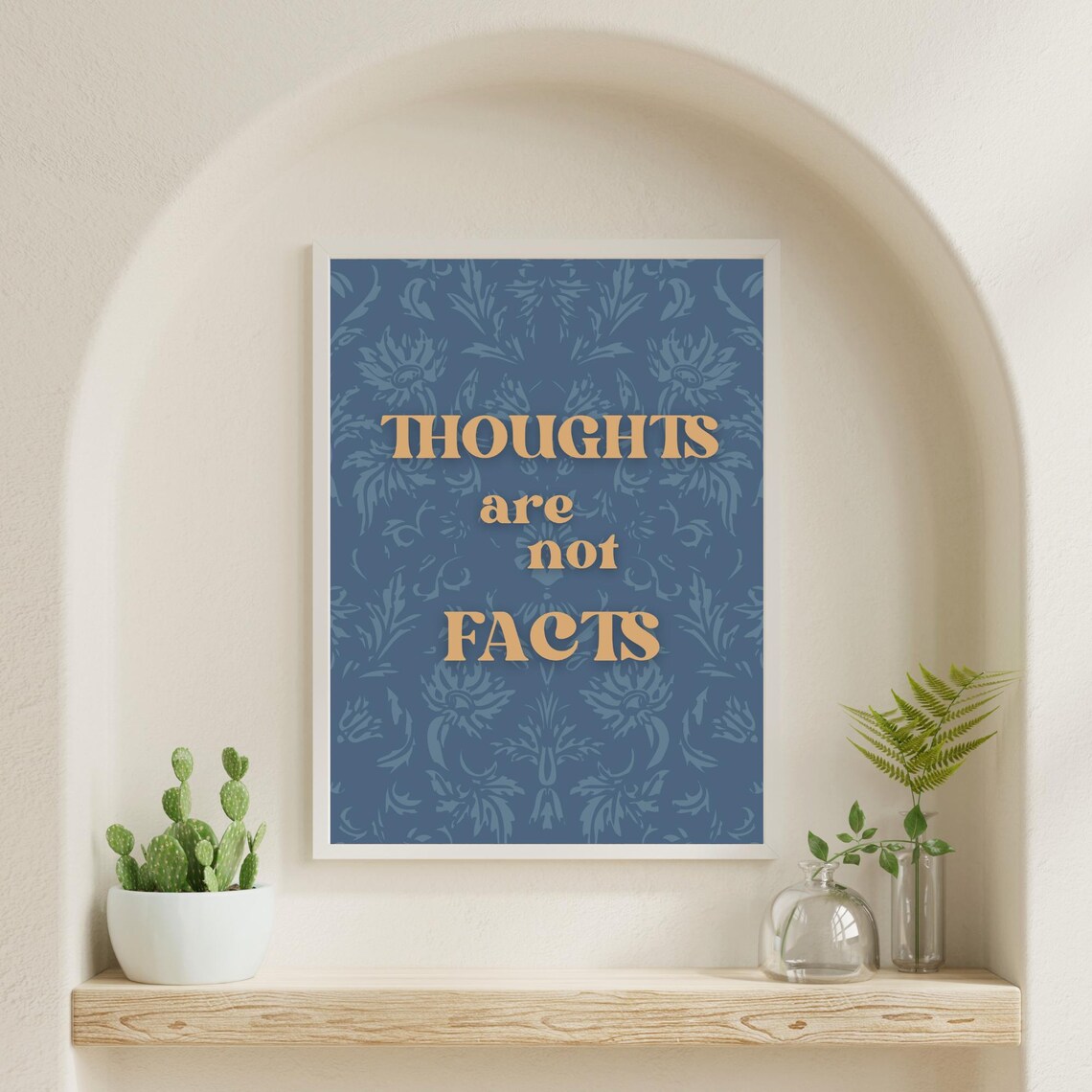 Thoughts Are Not Facts Quote Navy Botanical Mental Health Poster - Image 4