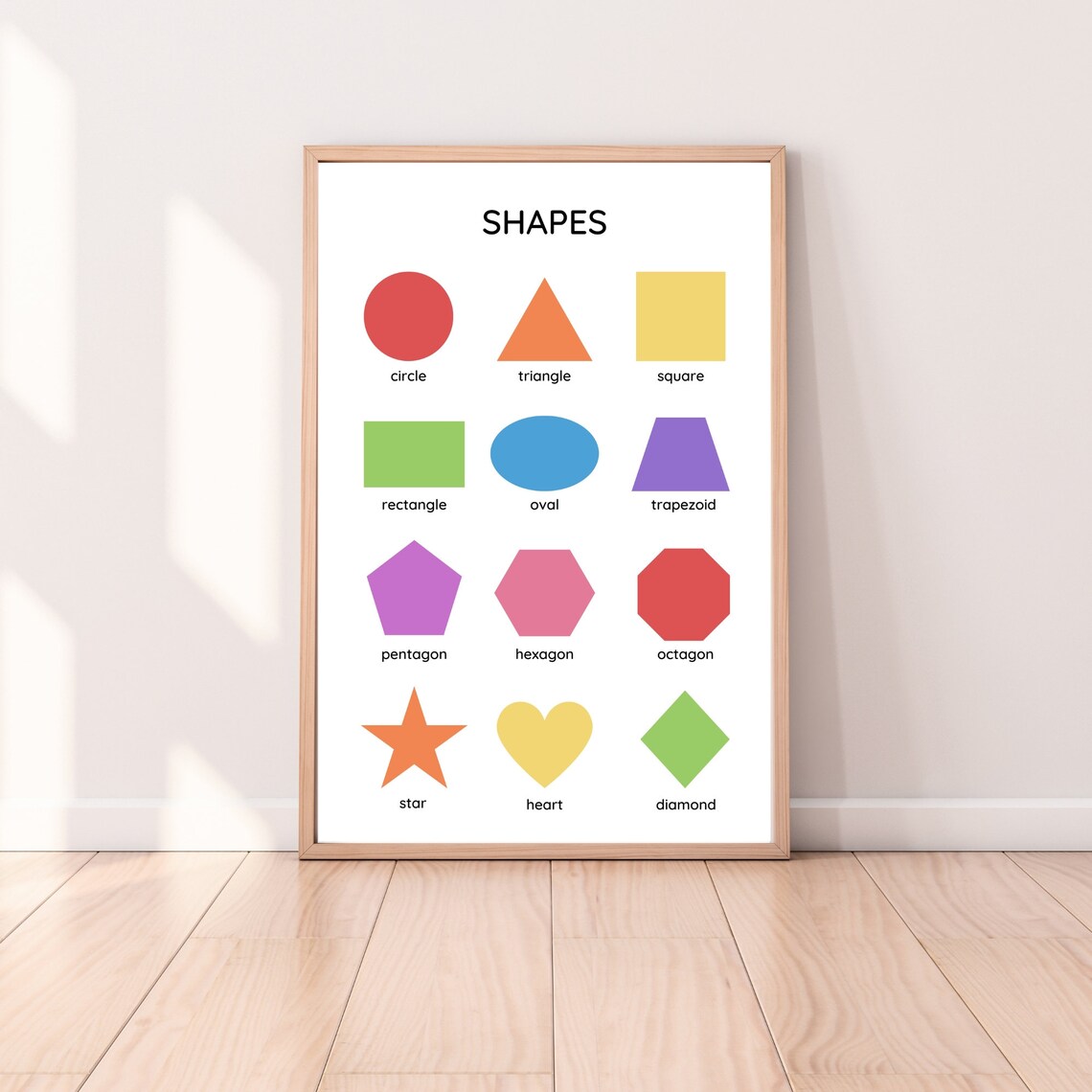 Shapes Chart Colorful Geometric Circle Triangle Star Kids Poster - Image 6
