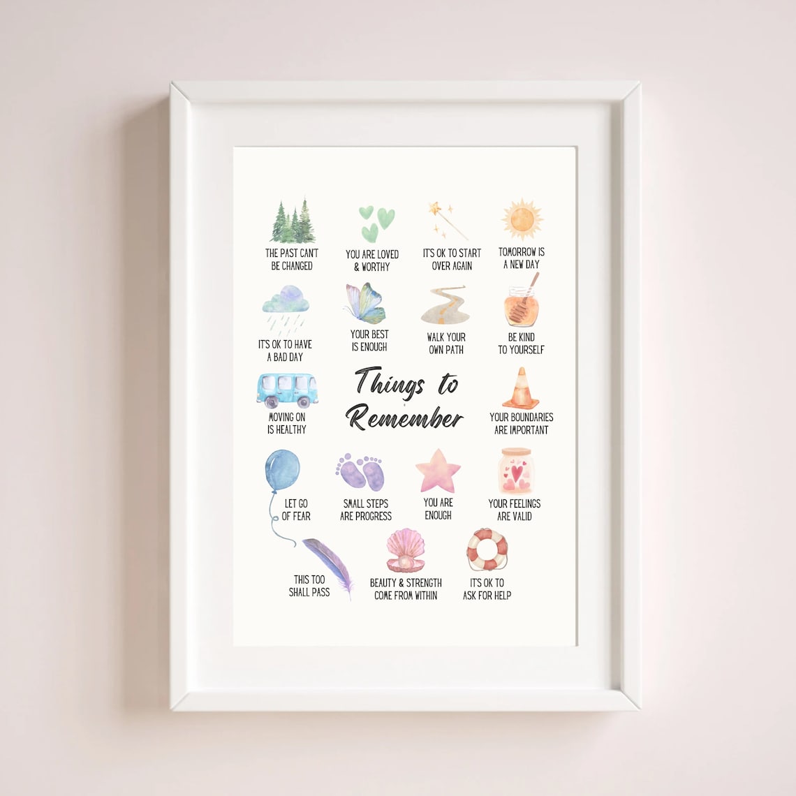 Things To Remember Affirmations, Therapy Office Art Print - Image 3