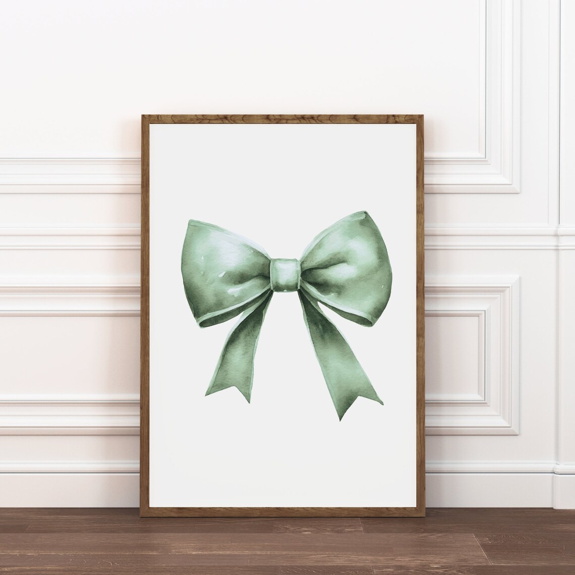 Green Watercolor Ribbon Bow Simple Elegant Minimalist Art Poster - Image 6