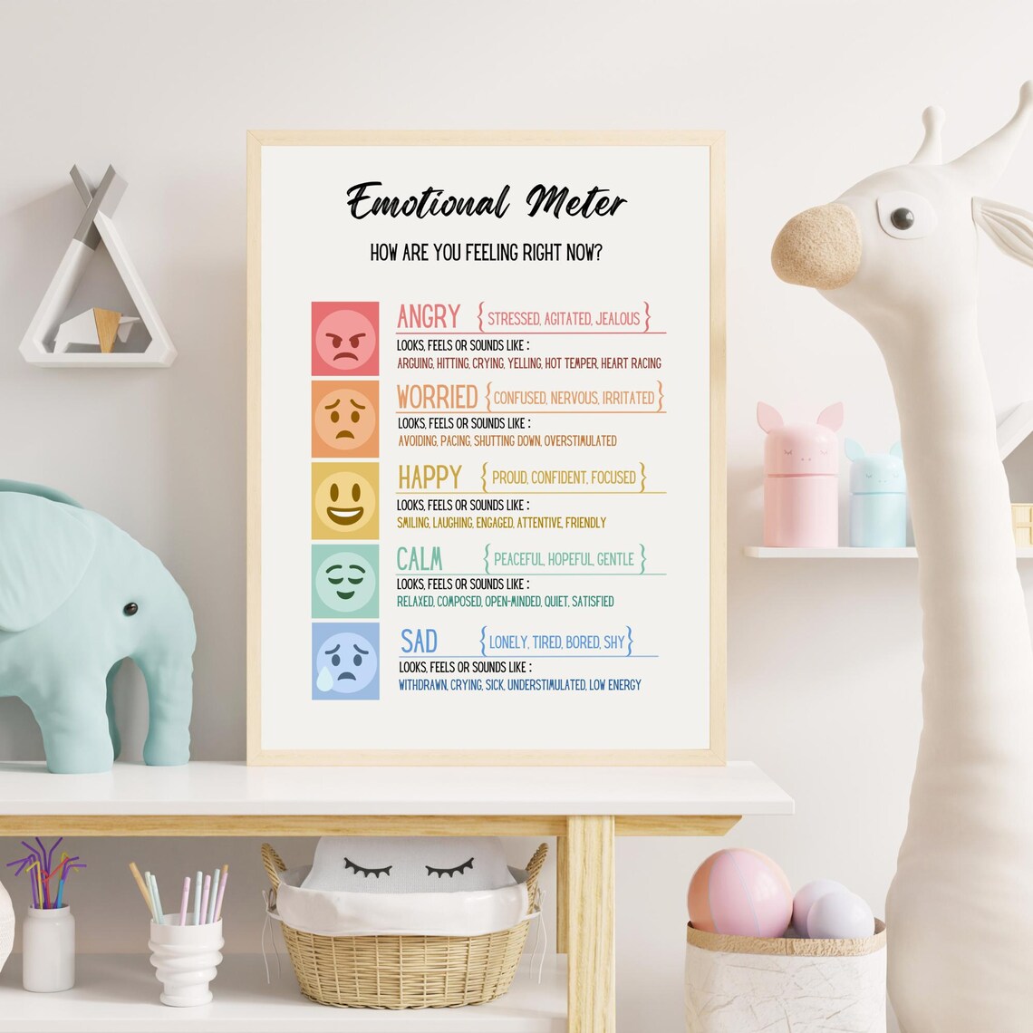Emotional Meter Feelings Chart Poster for Calm Down Corner Kids Room - Image 5