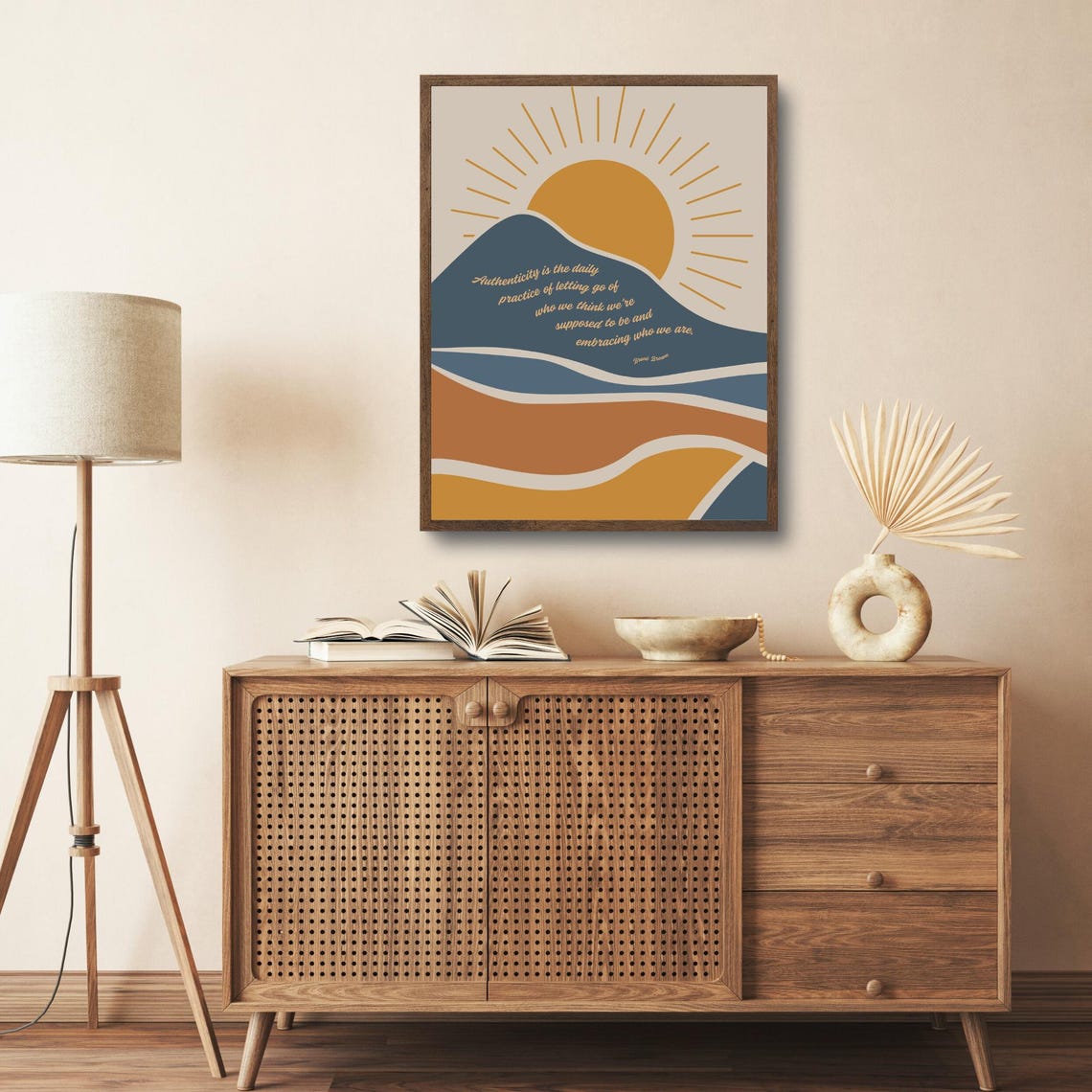 Brene Brown Authenticity Quote Sunset Waves Boho Empowerment Poster - Image 5