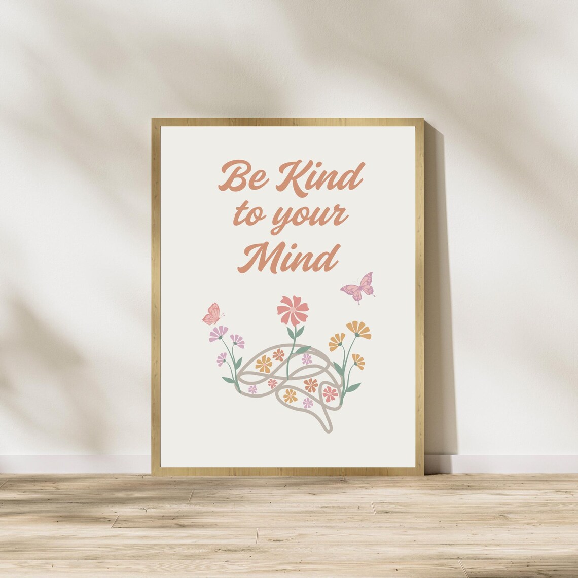 Be Kind to Your Mind Brain Line Art Floral Therapy Office Poster - Image 4