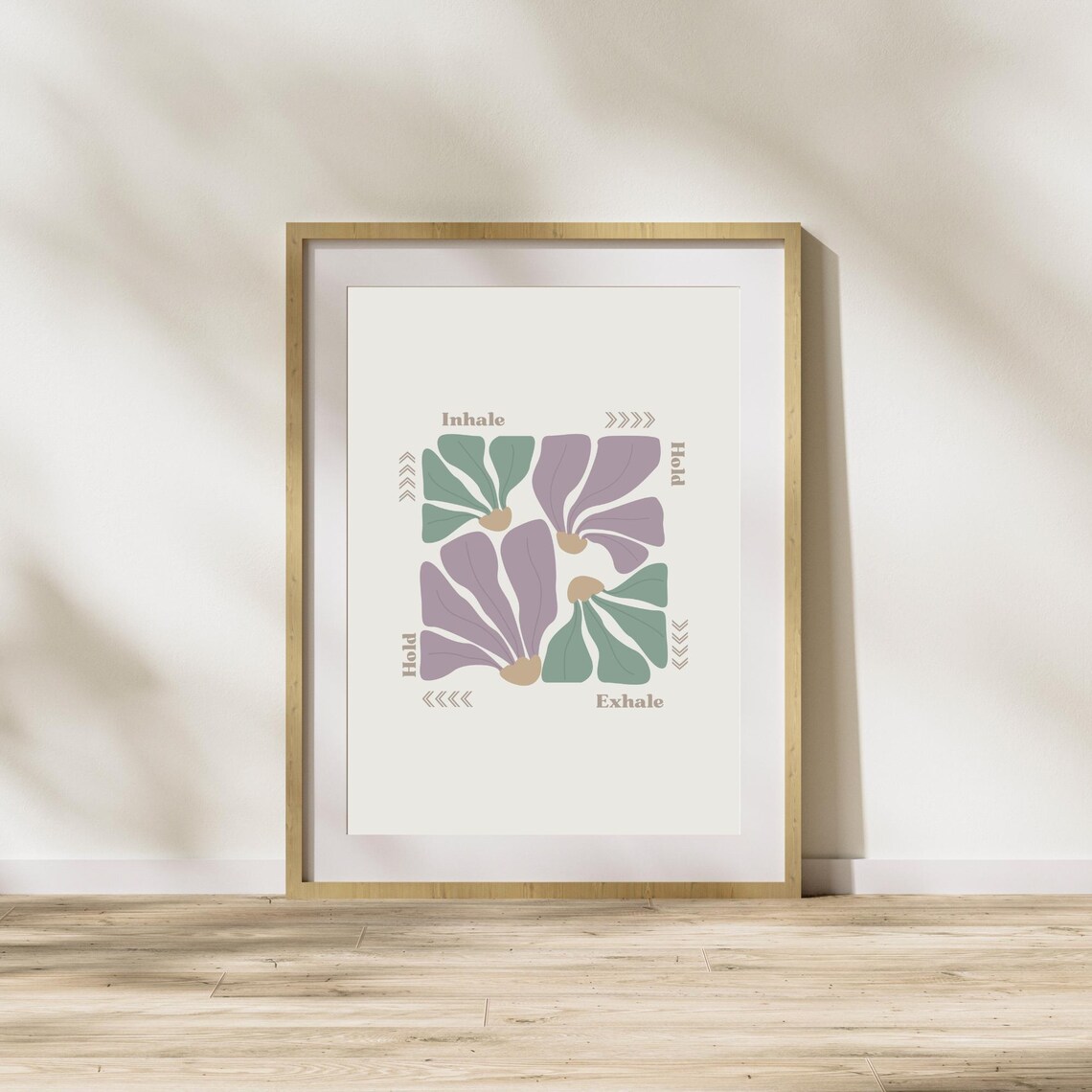 Mindful Box Breathing Poster Inhale Hold Exhale Hold Floral Guide - Image 2