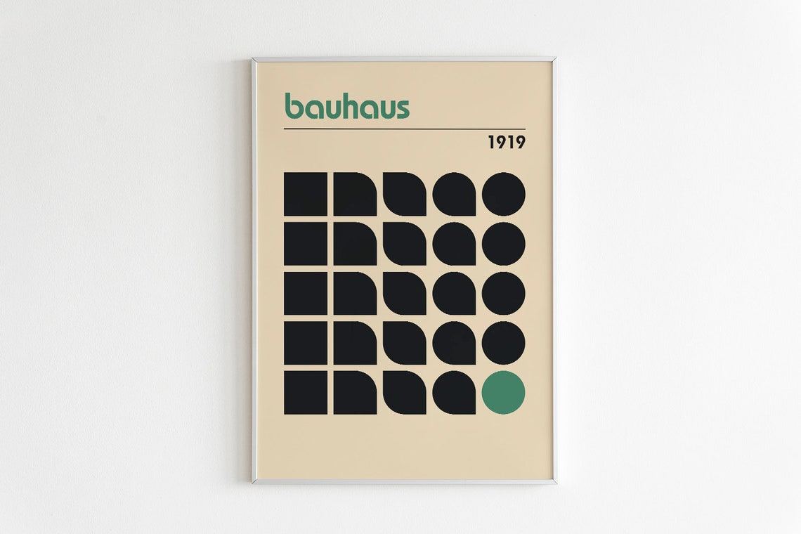 Bauhaus 1919 Geometric Grid Mid Century Modern Minimalist Art Poster